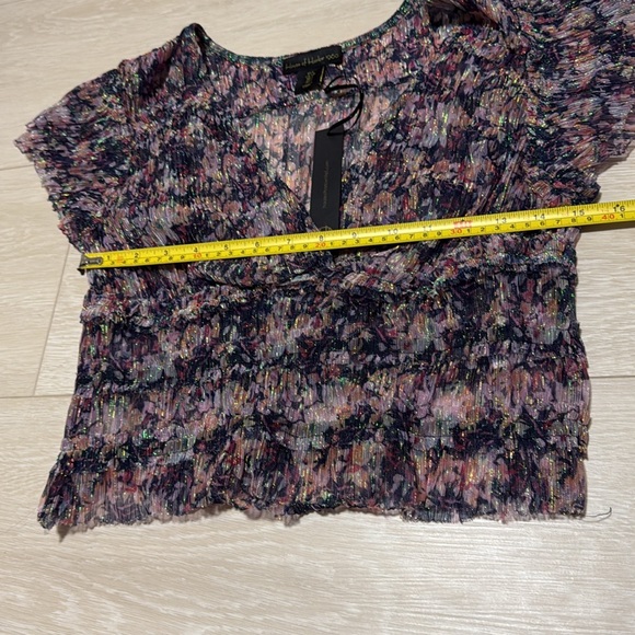 House of Harlow 1960 Blue and Pink Flutter Sleeve Blouse - Picture 5 of 8